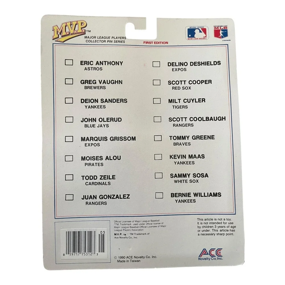 1990 MVP Moises Alou Pittsburgh Pirates Baseball Pin Card Premier Rookie Edition